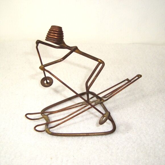 Vintage Rock Creek Metal Craft Art Sculpture Slalom Skier Hansen Idaho - Picture 1 of 6